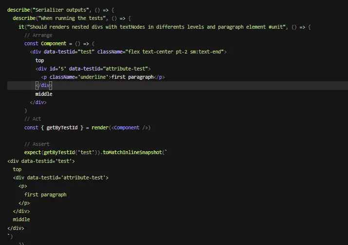 A test example using the serialiser to clean specified attributes from the snapshot.